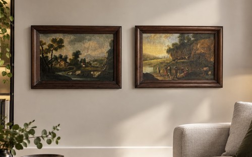 Coppia dipinti del xviii - coppia,